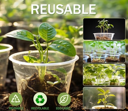 30 Packs Clear Nursery Pots for Plants, 3.5/4/5 Inch High Transparency Plastic Seedling Plant Pot with Drainage Holes, Includes 20 Labels - size: 3.5/4/5 in-30p