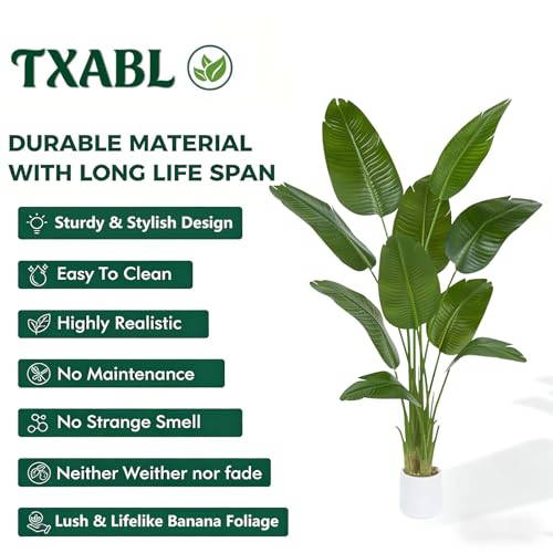 Bird of Paradise Artificial Tree, 6Ft Tall Faux Plant, Fake Banana Leaf Plant Indoor, Faux Palm Tree Faux Floor Plants Tropical Tree in Pot, Present for Friend Housewarming Decor - color: White, size: 6FT