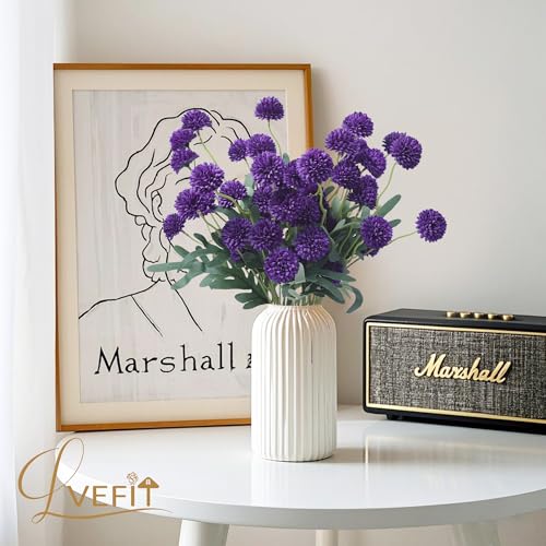 LVEFIT 10 Pcs Purple Flowers Fake Mums Flowers with Long Stem,Faux Kiku Flowers Bulk,Silk Flowers Mini Chrysanthemum Artificial Flowers Chrysanth Floral Arrangements for Home,Wedding,Party Decor - color: Purple