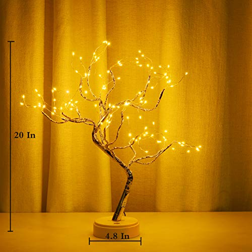 20" Bonsai Fairy Spirit Tree Light with 108 LED, DIY Artificial Tree Lamp, Battery/USB Operated, Aesthetic Lamps for Living Room Bedroom Christmas Party Home Gifts Room Decor (Warm White) - color: Warm White, size: 108LED without Remote
