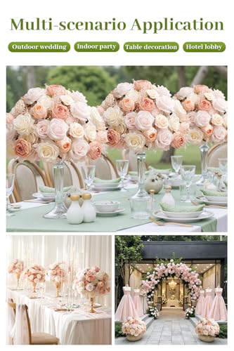 2pcs Large Artificial Flowers Centerpieces Decor for Tables Floral Arrangement Bouquet for Wedding Reception Aisle Ceremony Party Flowers Balls (Without Stand) (2pcs 15'' Mix Pink) - color: 2pcs 15'' Mix Pink