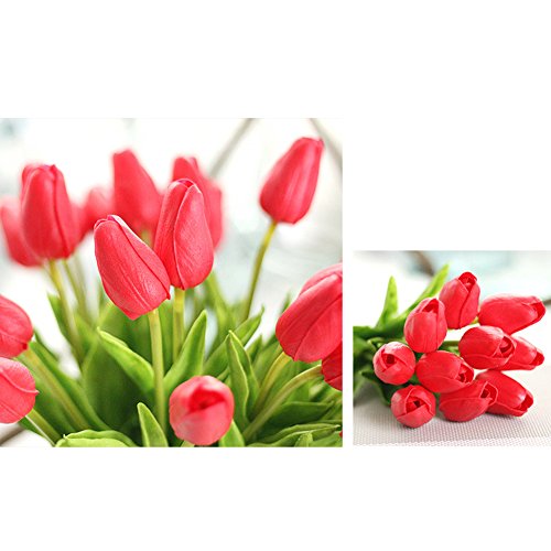 30 pcs Real-Touch Artificial Tulip Flowers Home Wedding Party Decor - color: Red