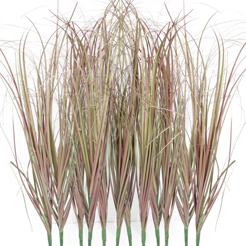 12Pcs Artificial Grass Plants, Faux Shrubs Wheat Grass, Artificial Tall Grass Fake Plants for Outdoor Decor,Artificial Greenery Stems Weed for Room Indoor Home Decor（Light Purple） - color: Light Purple, size: 12Pcs