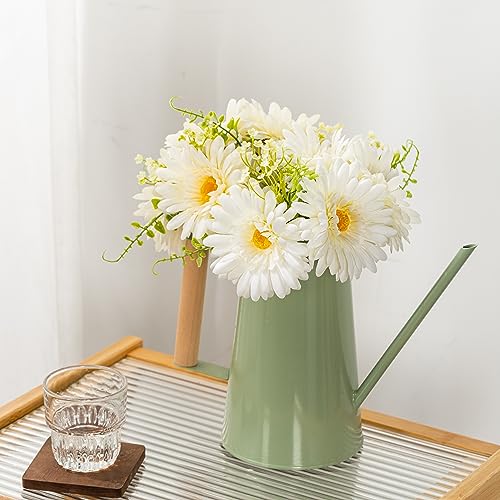 TOPIA Fake Flowers Artificial Gerbera Daisies Bouquet Silk White 10 Stems Match with Wild Flowerets