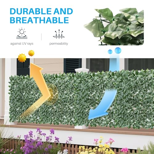 Patio Paradise 6'x12'-1Pc Faux Ivy Fence Privacy Screen Artificial Greenery Wall Backdrop,Fake Grass Wall Panels for Outside Apartment Balcony,Vine Leaf Decor for Outdoor Patio Chain Link - color: Faux Laurel Leaves with Backing, size: 6' x 12'