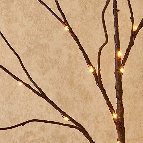 Hairui Lighted Twig Brown Branch with Fairy Lights 32in 150 LED Plug in Lighted Willow Branch for Christmas Wedding Party Decoration 2 Sets (Vase Excluded) - style: Brown+Warm White 2set