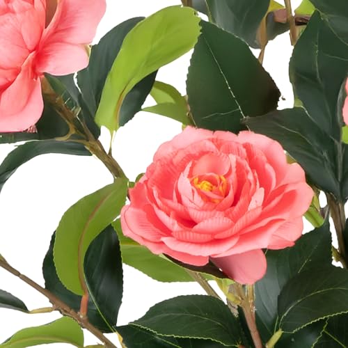 Artificial Camellia Tree 2 Pack - Realistic Camellia Plants in Pot with Pink Flowers, Lifelike Faux Greenery for Living Room, Patio, or Wedding,Pink - color: 2 Pack Pink