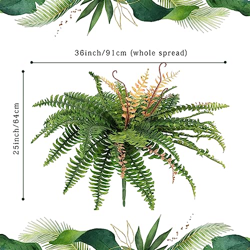 Dremisland Artificial Ferns for Outdoors,Set of 2 Bouquets 36" Diam Large Fake Hanging Ferns Artificial Boston Fern Fake Fern Plant Artificial Bush for Home Garden Porch Farmhouse Decor(36" Diam-2PCS) - color: 36" Diam-2pcs