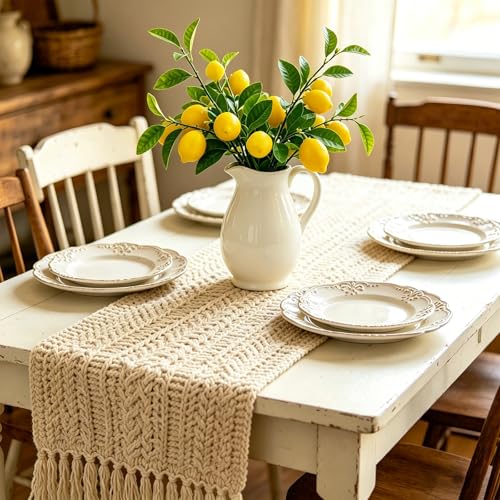 24PCS Artificial Lemon Branches Artificial Fruit Lemon Tree Greenery Decoration Faux Lemons Picks for Farmhouse Kitchen Home Table Decor Stem Fruits for Home Spring Summer Decor - color: Yellow3