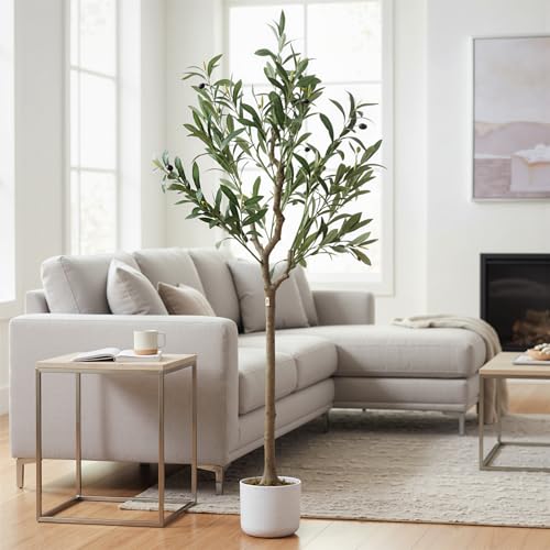4FT Artificial Olive Tree with Silk Leaves & 14 Lifelike Fruits, Faux Olive Trees in Pot, Indoor Artificial Plants Fake Plants for Home Office Kitchen Decor - size: 6in