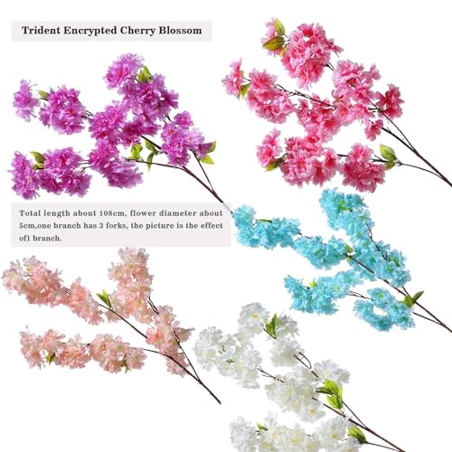 Artificial Cherry Blossom Trees - Fake Flower Background Walls with Simulated Branch and Rattan Design - for Indoor Ceiling Air Conditioning Pipe Ornamental(Blue) - color: Blue