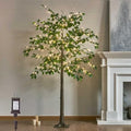 LITBLOOM Lighted Ficus Tree 6FT 264 LED Fairy Lights, Artificial Greenery Tree with Lights for Home Fireplace Living Room Decoration Inside - size: 6ft