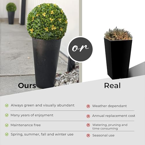 365 Curb Appeal 23" XL Bougainvillea Topiary Balls + Yellow Flower Pack (1 Artificial Topiary Ball (2 Halves)) - color: Bougainvillea + Yellow Flowers, size: 1 topiary ball (2 halves)