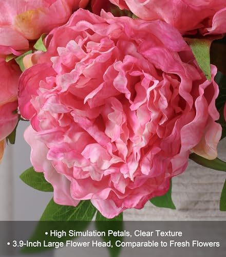 florisso Pink Peony Artificial Flowers - 11 Branches Faux Peonies for Wedding Bouquets, Home Decor & DIY Craft Projects (Artificial Floral Decor) - color: Peony-pink