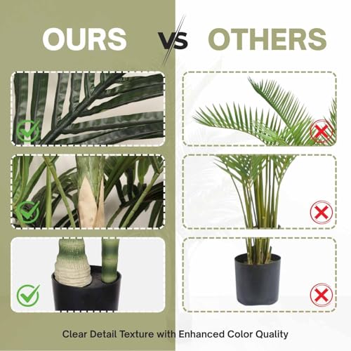 Artificial Palm Tree 6FT Tall Plants for Living Room Decor | Tall Fakeplants Large Floor Plant with Black Plastic Pot for Indoor and Outdoor Home Office Decor (6FT Artificial Palm Tree) - size: 6ft