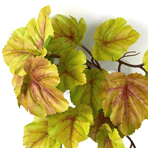 Reptile Plants for Terrarium, Amphibian Habitat Decor Artificial Hanging Plants with Suction Cup - Fake Heuchera Micrantha Yellow - color: Fake Heuchera Micrantha Yellow
