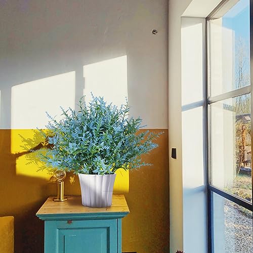 RECUTMS 20 Bundles Outdoor Artificial Flowers UV Resistant Fake Outdoor Plants, Faux Greenery for Indoor Outside Hanging Plants Garden Porch Window Box Home Wedding Farmhouse Décor(Blue) - color: Blue, size: 20 Bundles