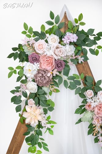 Arch Flowers with Drapes Kit (Pack of 3) for Wedding Ceremony Arbor and Reception Backdrop Decoration Wedding Welcome Signs Floral Birthday Party Decoration - color: Pink