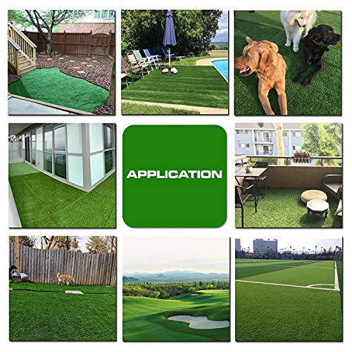 XLX TURF Realistic Artificial Grass Outdoor - 6 FT x 10 FT Ultra Thick & Pets Friendly Fake Grass Rug for Dog Potty Patio Balcony Backyard with Drain Hole 35 mm/1.35 inch Pile Hight - size: 6' x 10' (Rectangular)