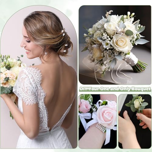 Hoemwarm Boutonniere Pin Kit Corsage Making Supplies Set Includes Pins Floral Wire Tape Cutters White Ribbon Metal Clips for Wedding Prom Party DIY Craft Arrangements