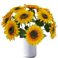 ATFL 12PCS Yellow Sunflowers Artificial Flowers, 18''Fake Silk Sunflower with Long Stem, Flower Diameter 5.1'',Artificial Sunflowers for Fall Home Decor, Baby Shower,and Cemetery Flowers Decor - size: 18"