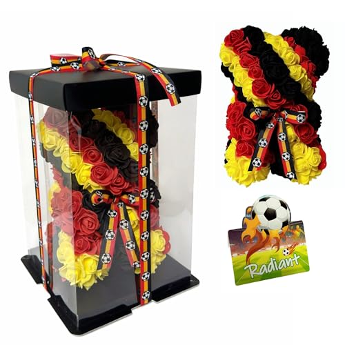 Germany LED Artificial Rose Flower Bear, Valentine's Mother's Day, Christmas, Birthday,Thanksgiving Party Anniversary Girl Friend Wife Light Strips and Greeting Cards (DE) - color: De