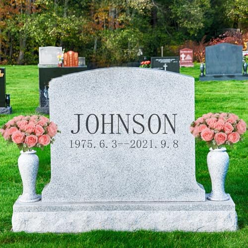 Pink Flowers for Cemetery - 18 Silk Memorial Rose for Grave Decorations | Memorial Remembrance Floral Decor for Mom Grandma Sister Female Loved Ones Headstone Graveyard Vase-Includes a Sympathy Card - color: Pink