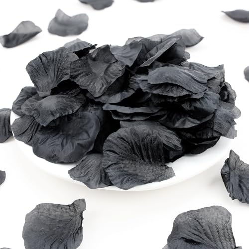 SITUMEIZI 3000PCS Black Rose Petals for Romantic Night for Her Set Flowers Wedding Party Decoration Marriage Proposals Decor Petals Fake Rose Artificial Silk Rose Petals Halloween - color: Black, size: 3000