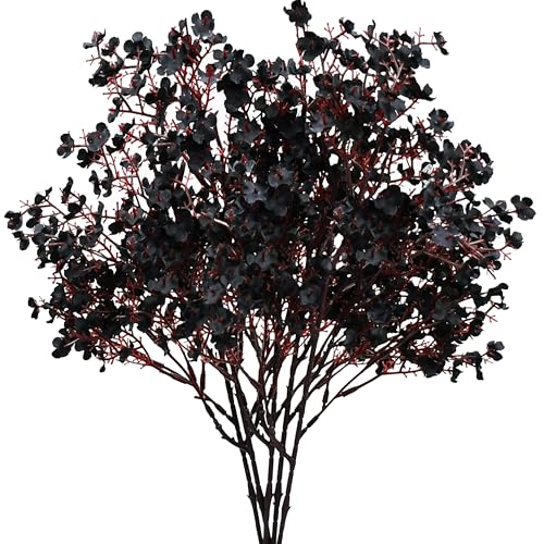 Mandy's 6 Bundles Artificial Black Baby’s Breath Flowers | 18.5 Inch Silk Gypsophila European Style Modern Home Decor Centerpiece Neutral Wedding Flower Arrangements - color: Black