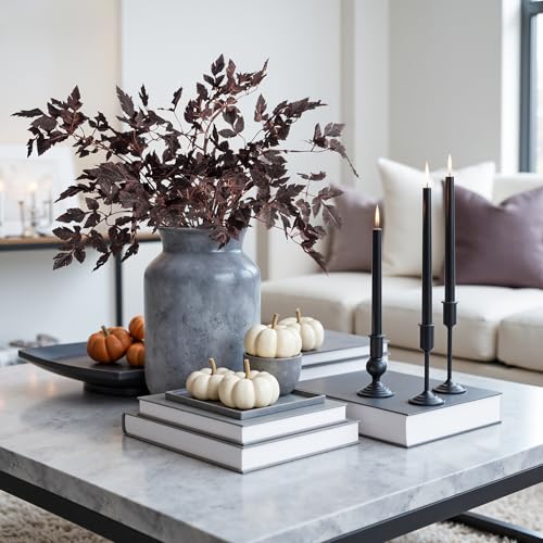 Ttranewsoo Artificial Cimicifuga Plant Leaf Fake Plants 4PCS Fall Stems for Vases 23.6In Fake Leaves Silk Plants for Fall Decorations for Home Dining Table, Wedding, Fireplace Decor No vase - color: 4pcs