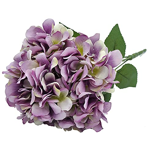 2Bouquets Artificial Fake Flowers Silk Hydrangea Arrangements Wedding Bouquets Decorations Plastic Floral Home Kitchen Garden Party Festival Bar DIY(Grey Purple,5 Flower Heads) - color: Grey Purple,5 Flower Heads