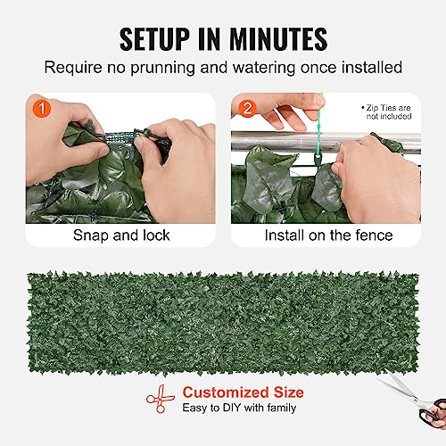 VEVOR Artificial Ivy Privacy Fence Screen, 39 x 158 in Faux Ivy Vine Leaf Hedges Fence, Greenery Privacy Fence with Mesh Cloth Backing, Green Wall Decoration for Outdoor Garden, Yard, Balcony - color: Ivy with Green Mesh Backing, size: 39 x 158 inch