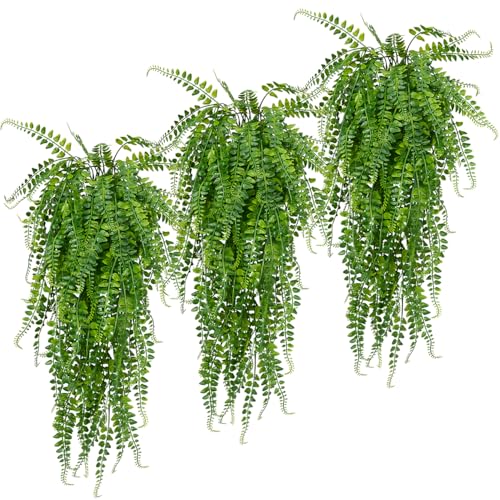 SzJias Artificial Hanging Plants Fake Plants Ferns Faux Hanging Plants for Patio Porch Outdoor Plants Decor (6 Pcs)