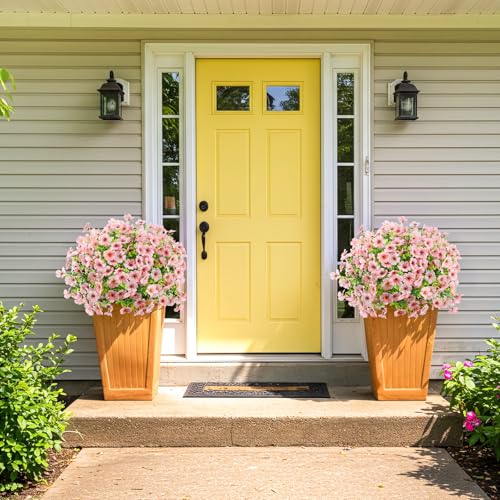 ATTGREAT Artificial Flowers Outdoors Faux Plants UV Resistant Fake Flowers Daisy 12 Bundles Plastic Greenery Plnats Outside for Garden Planter Patio Porch Spring Summer Home Home Decor, Pink - color: Pink, size: 12PCS