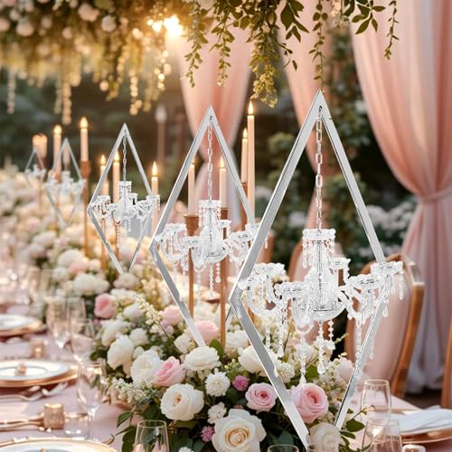 European Romantic Diamond Candle Holder, Metal Creative Wedding Table Decor for Western Food, Party, and Wedding Props (Silver, 4PCS) - color: Silver, size: 4PCS