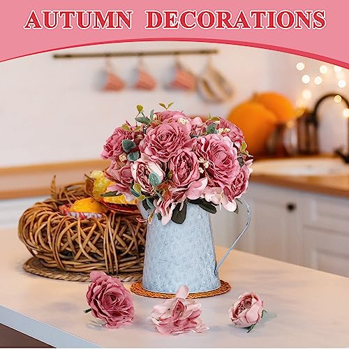 Yunsailing 8 Packs Artificial Peony Flowers Faux Silk Hydrangea Bouquet Vintage Wedding Home Table for Door Decor Reusable Bouquet of Rose Flowers for Valentine Wedding Birthday Party(Dark Pink) - color: Dark Pink, style: Hydrangea