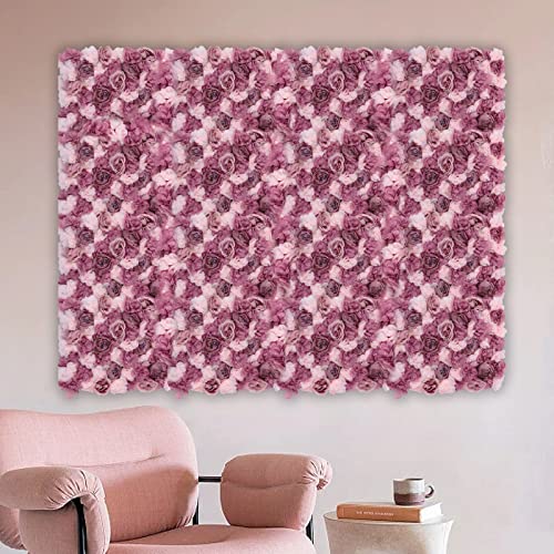 Artificial Flower Wall Panels,6 Pack Wall Flower Silk Rose Pink Floral Panels,Rose Fake Flowers Wall Panels,Table Fall Decor Wall Backdrop Faux Flower Panel for Wedding,24 * 16in - color: 6pcs Pink, Mauve