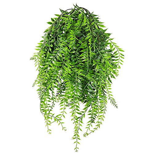 Artificial Hanging Vine, Weeping Willow Plastic Plants Greenery Leaves Fake Plant Faux Ivy Garland UV Resistant for Indoor Outdoor Garden Door Wall Baskets Wedding Party Table Decor Decoration - 4 Pcs - color: Hanging Vine Willow-4 Pcs