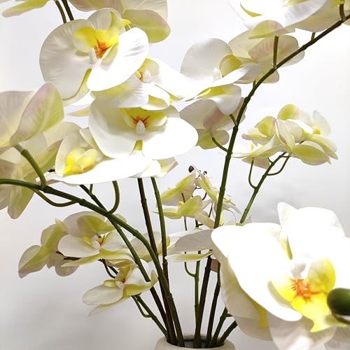 10 Pack Ivory Orchid Artificial Flowers Real Touch, 27'' Artificial Fake Faux Silk Orchid Stem Bouquets for Wedding Party Home Garden Decor,Orquideas Artificiales para Decora (excluding the vase) - color: Ivory White