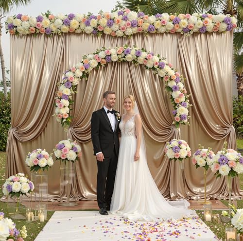 10ftx10ft Champagne Sequin Backdrop Curtain for Parties, Wrinkle Free Thick Glitter Sparkle Photo Backdrop Drapes 2 Panels 5x10FT Shimmer Back Drop Cloth for Wedding Birthday Photography Background - color: Champagne, size: 5'W×10'H _2 Panels