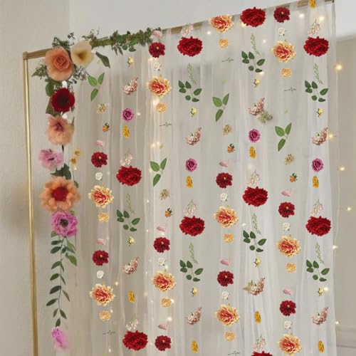 CITYES 2 Pcs Flower Garland for Backdrop Faux Silk Wildflower Garland Floral Vines 6ft Artificial Hanging Flowers Garlands Decorations for Home Garden Spring Summer Wedding Party Arch Wall Fall Decor - color: 2 Pcs-12 Ft