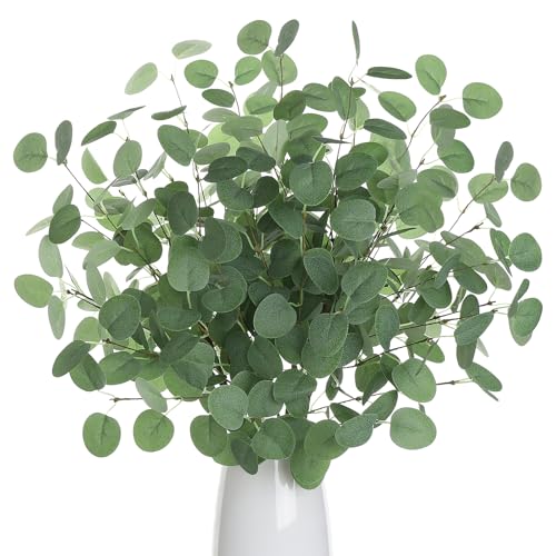 6pcs Eucalyptus Stems Greenery Stems Fake Leaves Artificial Silk Flowers Bouquet Faux Branches Centerpiece Flores Plants for Home Party Decor Wedding Decoration - color: 6pcs-green