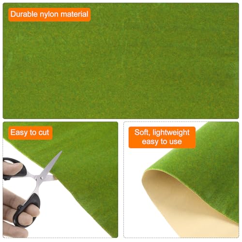 MECCANIXITY Artificial Model Grass Mat 16 Inch x 39 Inch Artificial Grass Turf Realistic Fake Grass Decor for Model Trains Scenery Craft Lawn Garden Decoration, Grass Green - color: Grass Green