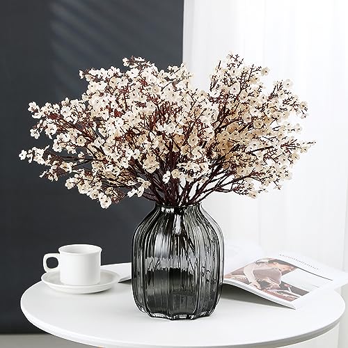 JAKY-Global Babys Breath Fabric Cloth Artificial Flowers 6 Bundle European Fake Silk Plants Decor Wedding Party Decoration Bouquets Real Touch DIY Home Garden (Beige, 6 Bundles) - color: Beige, size: 6 Bundles