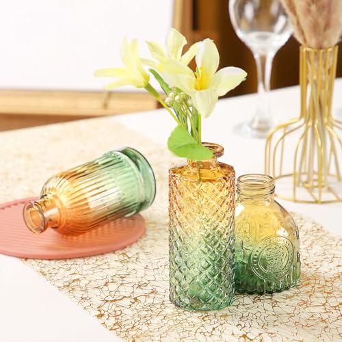 Glass Bud Vases in Bulk Set of 30 Pcs,Small Glass Vases for Flowers as Wedding Centerpieces for Tables,Clear Flower Vases Suitble for Wedding Decorations,Home Decor (Brown Green, 30 pcs) - color: Brown Green, size: 30 pcs