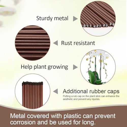 22Pcs Plant Stakes with 22 Pcs Clips, 15.8 inches Bendable Green Plant Sticks for Indoor and Outdoor Plants,Potted Plants,Single Stem Flower Support for Orchid Peony Rose (22, Brown) - color: brown