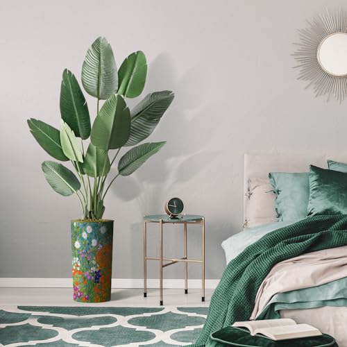 Artificial Tree in Colorful Flower Pattern Planter, Fake Bird of Paradise Silk Tree for Indoor and Outdoor Home Decoration - 67" Overall Tall (Plant Pot Plus Tree) - style: Bird of Paradise