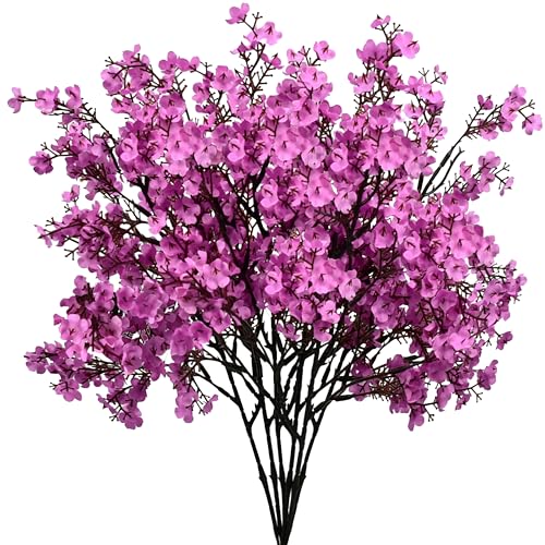Mandy's 6 Bundles Artificial Lavender Baby’s Breath Flowers | 18.5 Inch Silk Gypsophila European Style Modern Home Decor Centerpiece Neutral Wedding Flower Arrangements - color: Lavender