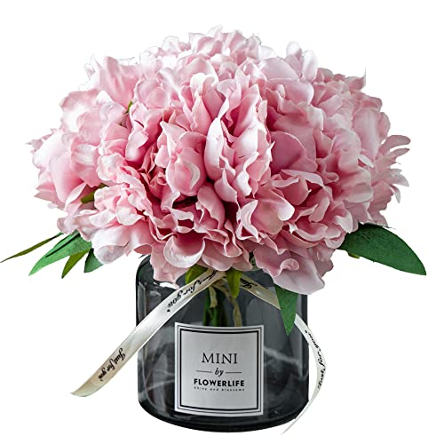 XIAYAN Artificial Flower and Glass Bottle Set, Isn Style, Suitable for Living Room, Dining Table, Office, Wedding, Hotel Banquet and Family Decoration. (Pink Purple) - color: Pink Purple
