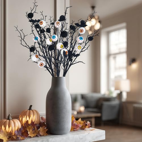 3PCS Halloween Decoration Pumpkin Artificial Floral Picks, Eyes Halloween Branches Decorations for Vase Home Indoor Party Décor - color: Eyes 3pcs